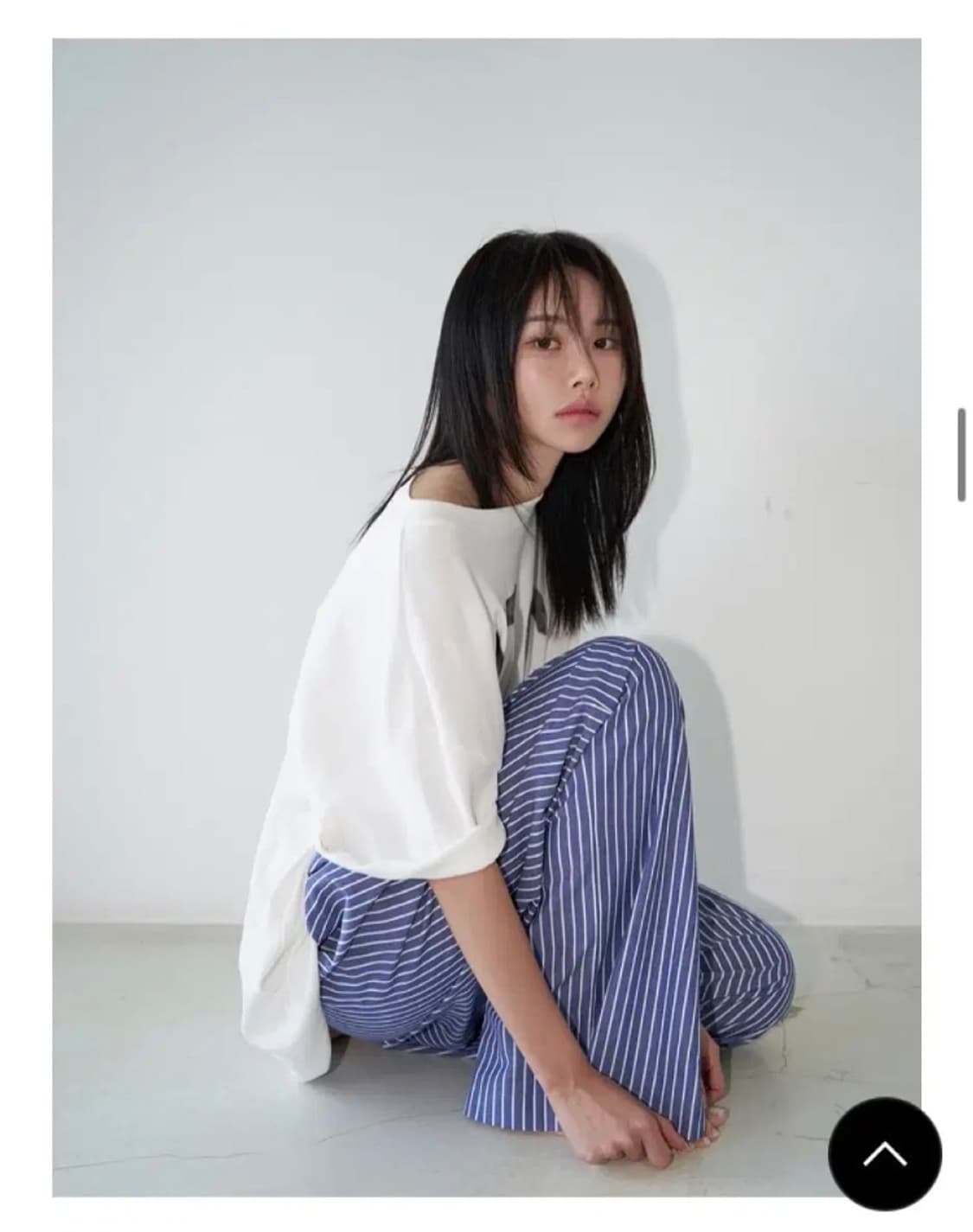 랑거 베이직 밴딩 팬츠 free 네이비 스트라이프 상품이미지4