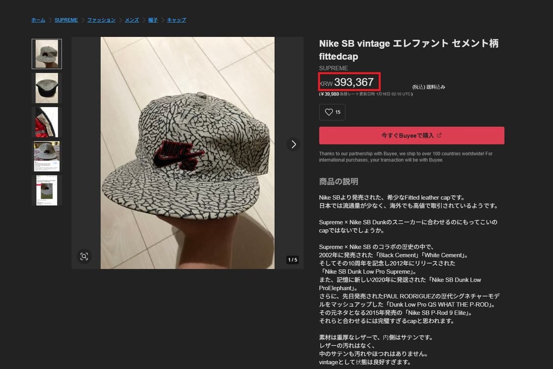 나이키 SB 엘리펀트 시멘트 스냅백 모자 상품이미지8