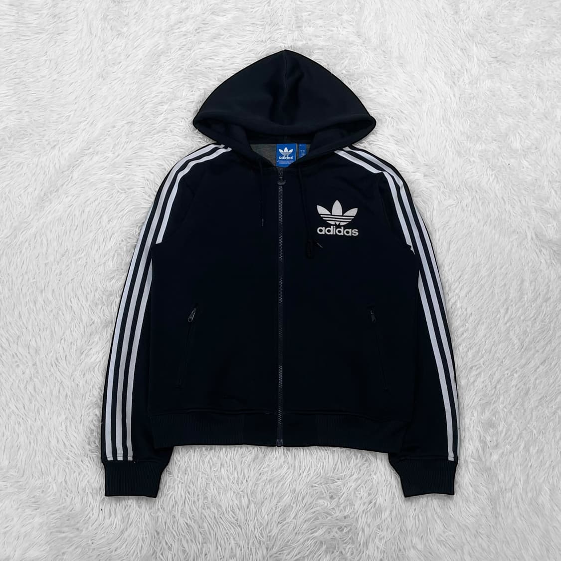 아디다스 트레포일 로고 후드 플락 후드집업 블랙 상품이미지2