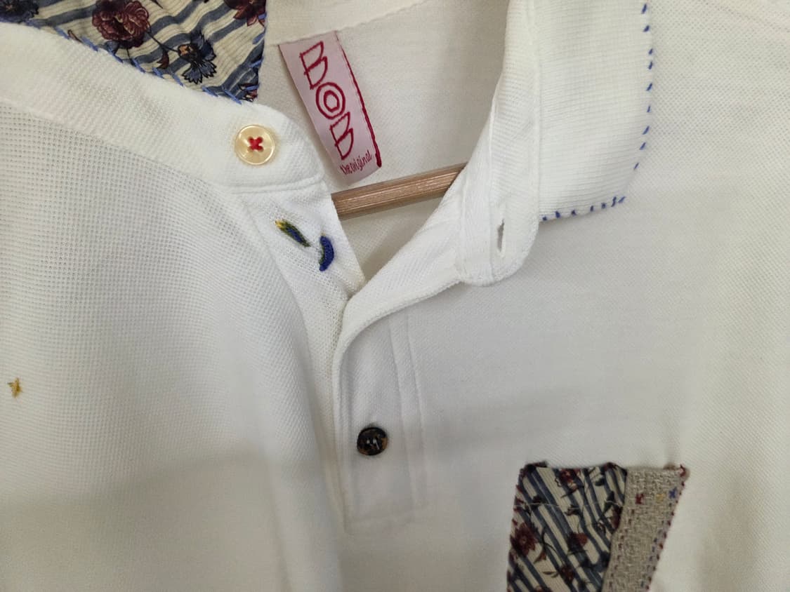 BOB 화이트 자수 포인트 폴로티 2XL 상품이미지3