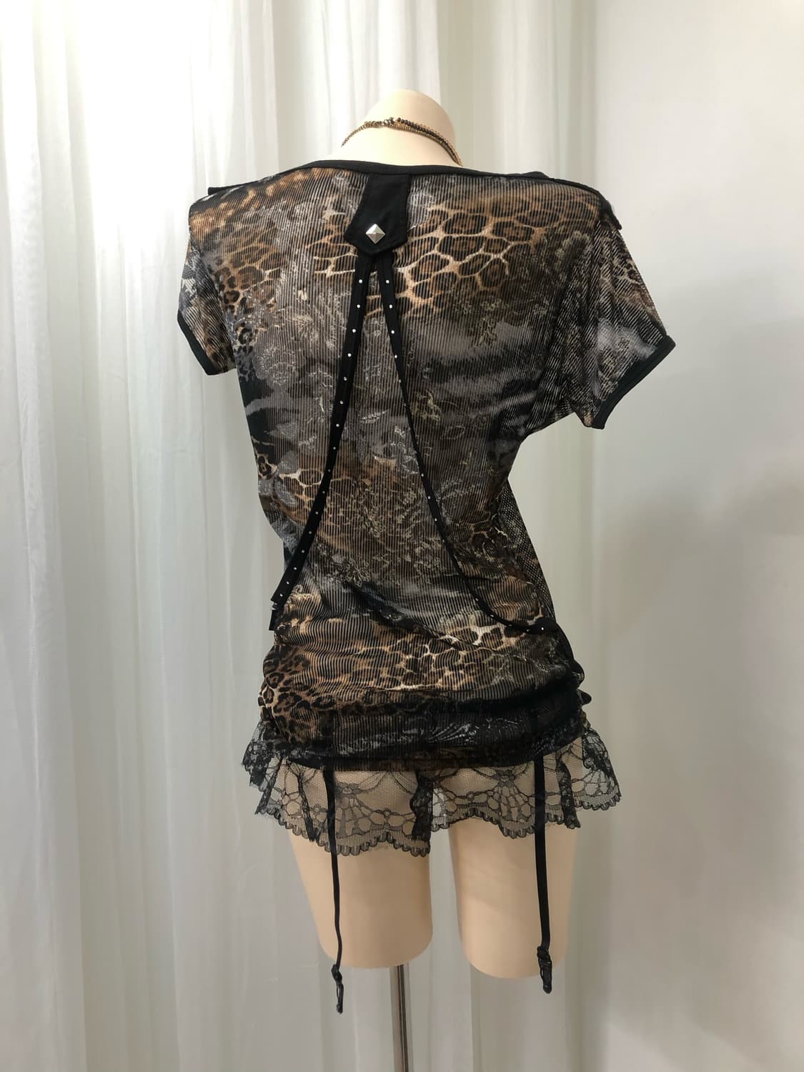 leopard harness detail mesh top 상품이미지5