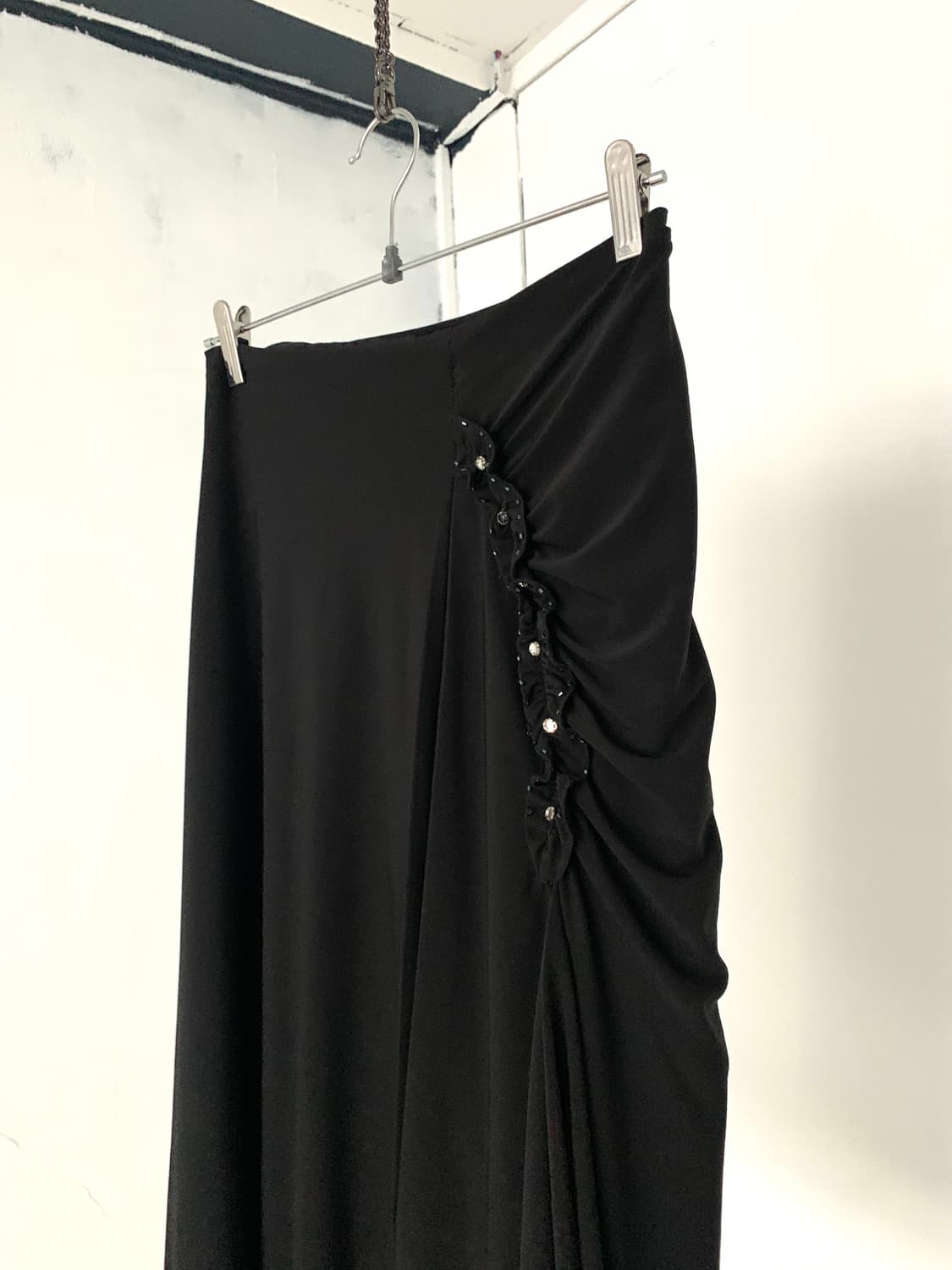 Black Shirring Detail Layered point Long 상품이미지10