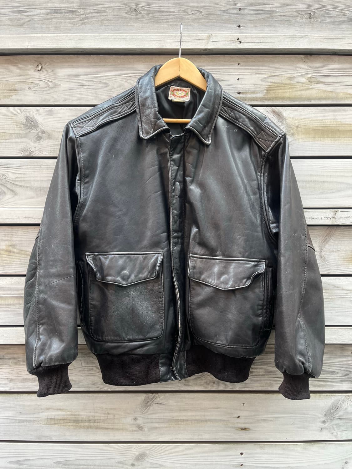 80s 바나나 리퍼블릭 A-2 플라이트 레더 봄버 자켓 상품이미지1