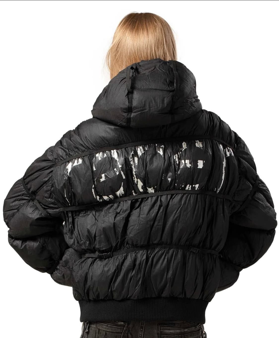 Racer worldwide black puffer jacket X M 상품이미지3