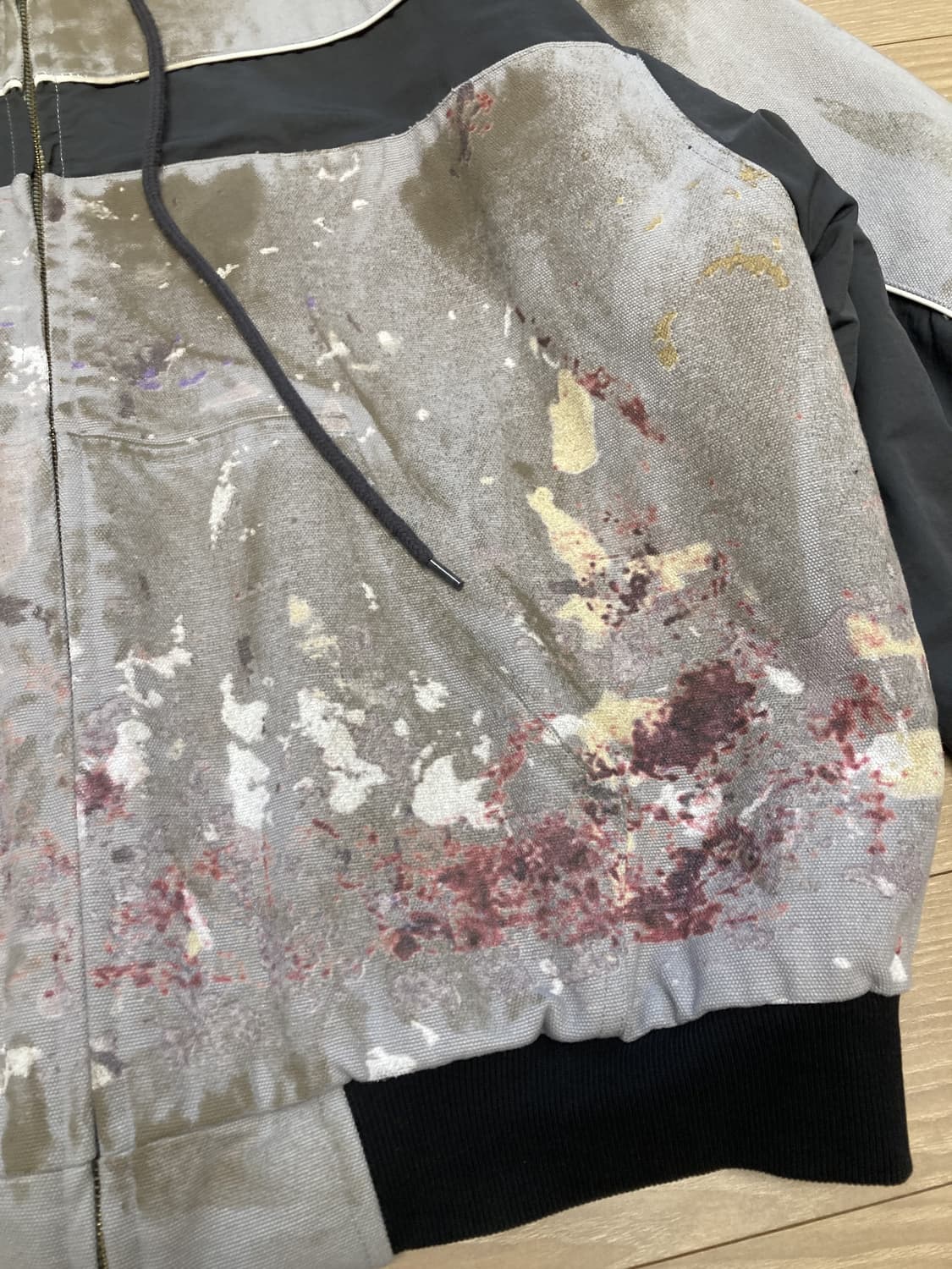 praying 페인트 프린트 캔버스 후디 자켓 상품이미지4