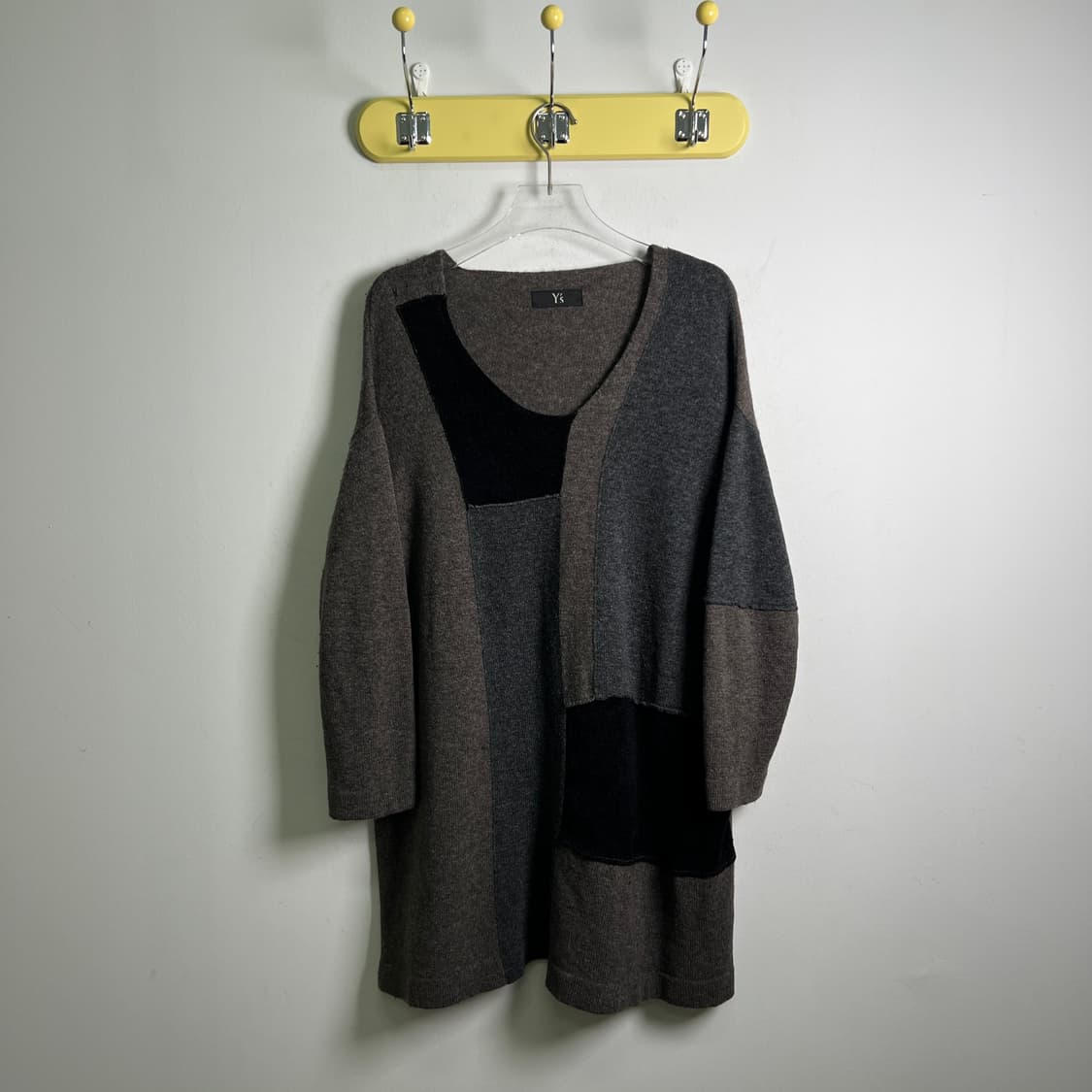 Y's 요지 야마모토 컬러 블록 비대칭 울 니트 튜닉 상품이미지1