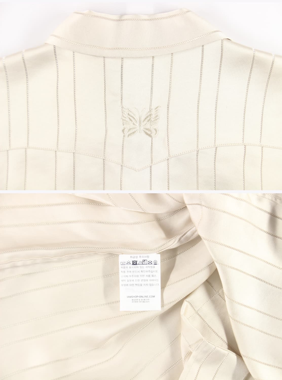 니들스 스트라이프 반팔 셔츠 아이보리 M사이즈 상품이미지4