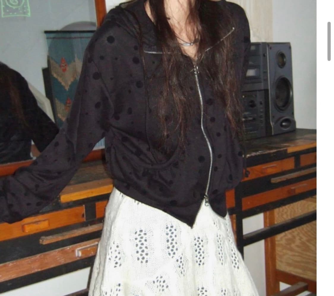 모래하우스 도트후드집업 블랙 상품이미지1