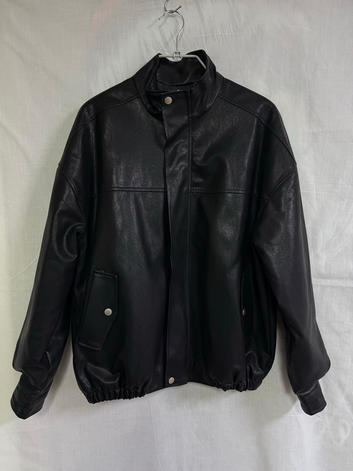 블랙업 페이크 레더 자켓 상품이미지1