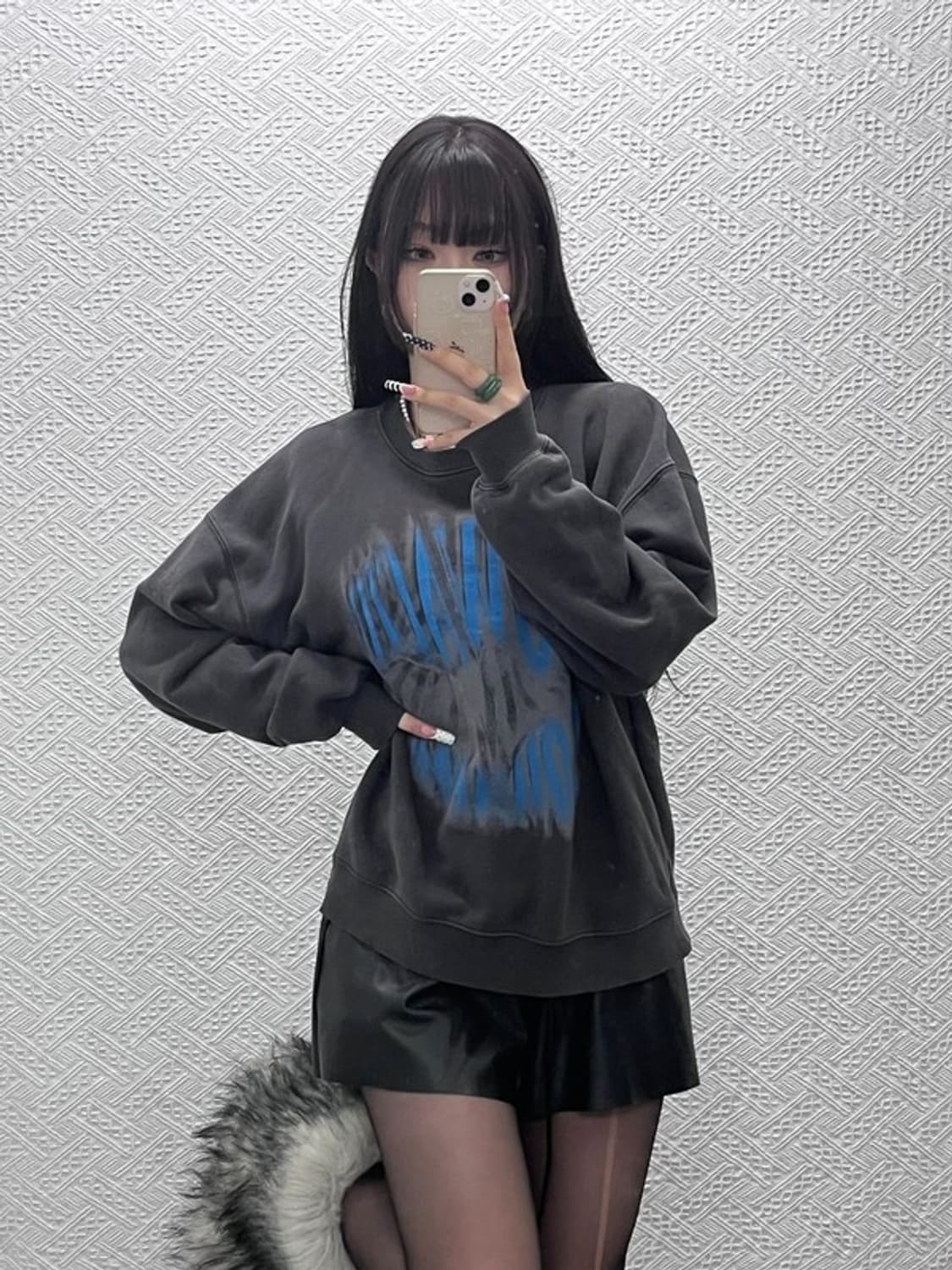 슬로우애시드 스트릿 펑크 고딕로고 오버핏 맨투맨 S C10304 상품이미지1