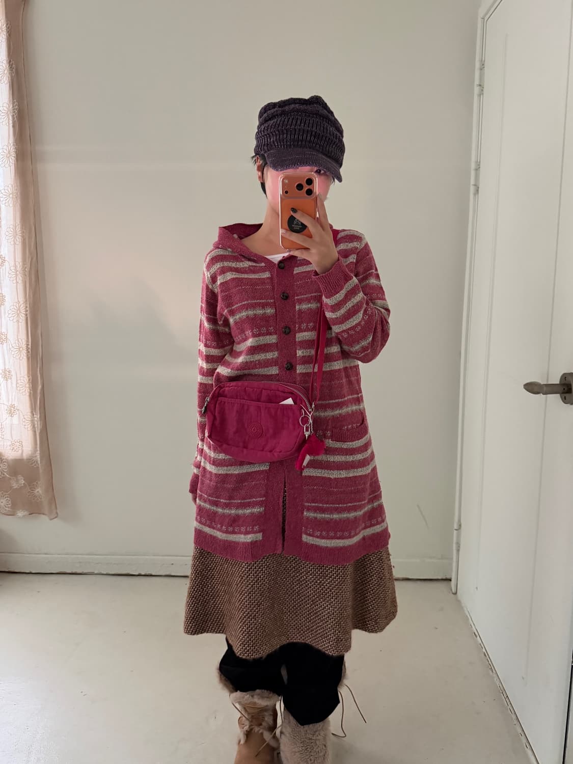 일본빈티지 모리 핑크 롱가디건 상품이미지3