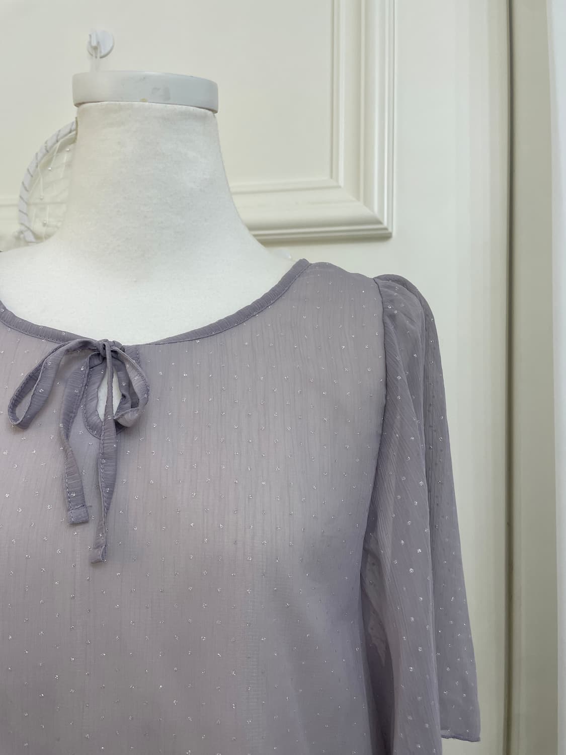 dark lavender silver dot lovely blouse 상품이미지7