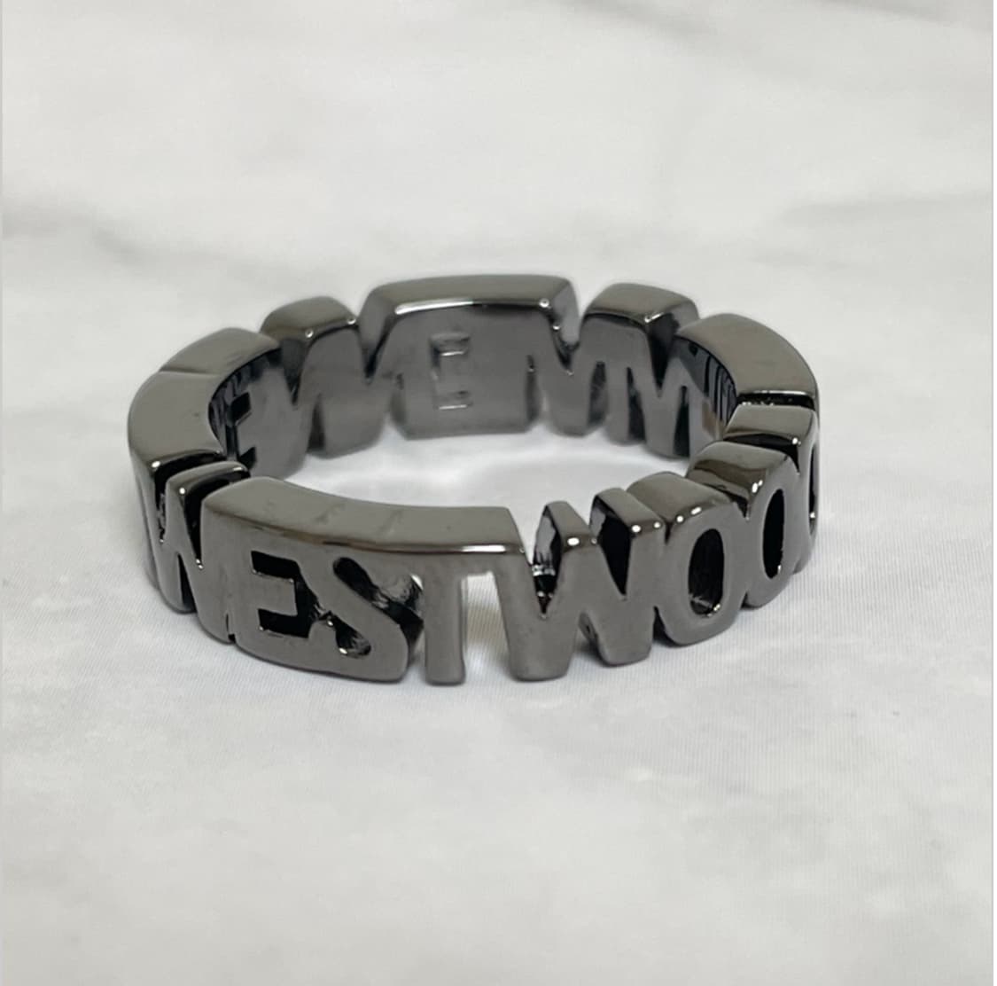 비비안웨스트우드 아카이브 레터링 그레이실버 orb 로고 반지 상품이미지4