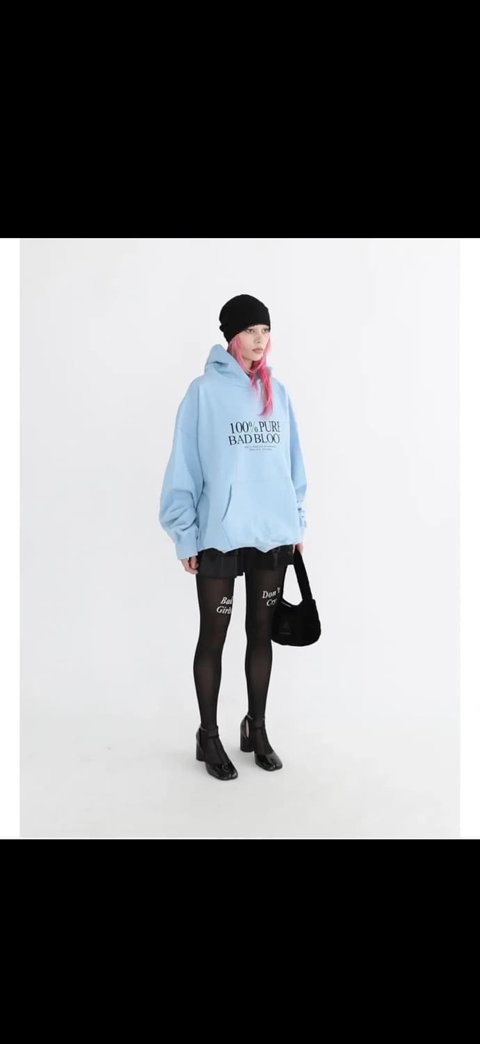 [새상품]배드블러드 pure 후드 라지핏 - 라이트블루 M 상품이미지2