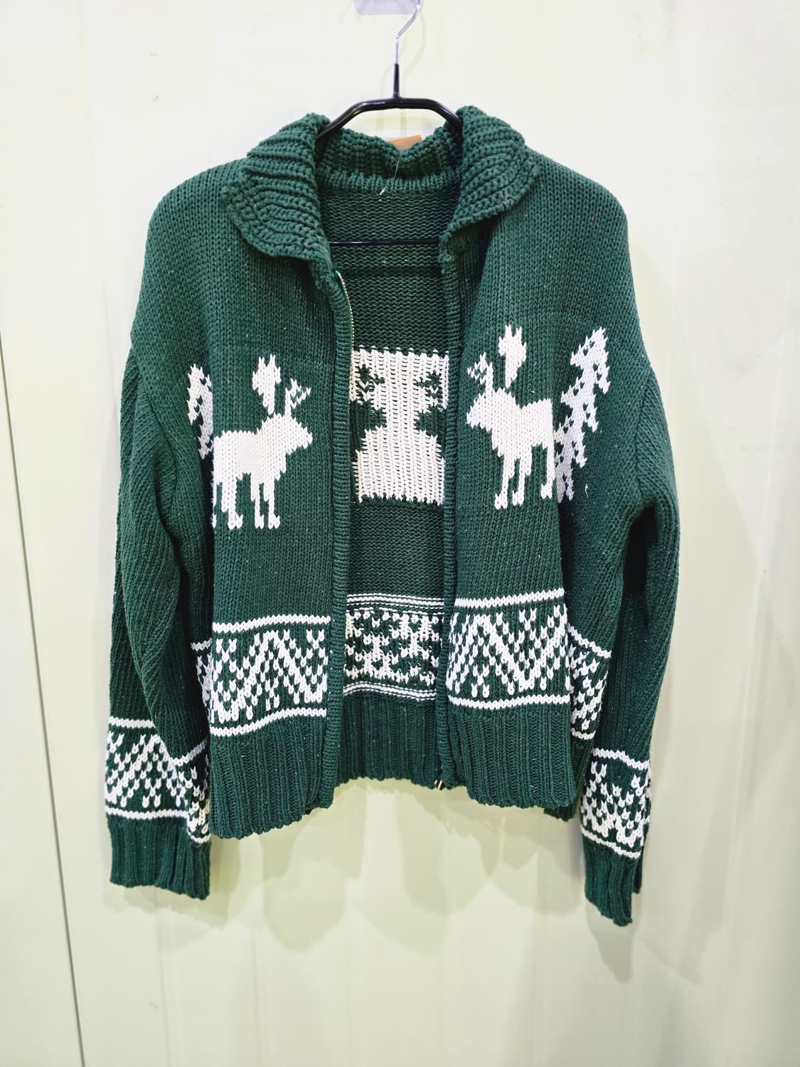 사슴 패턴 니트 가디건 그린 상품이미지7