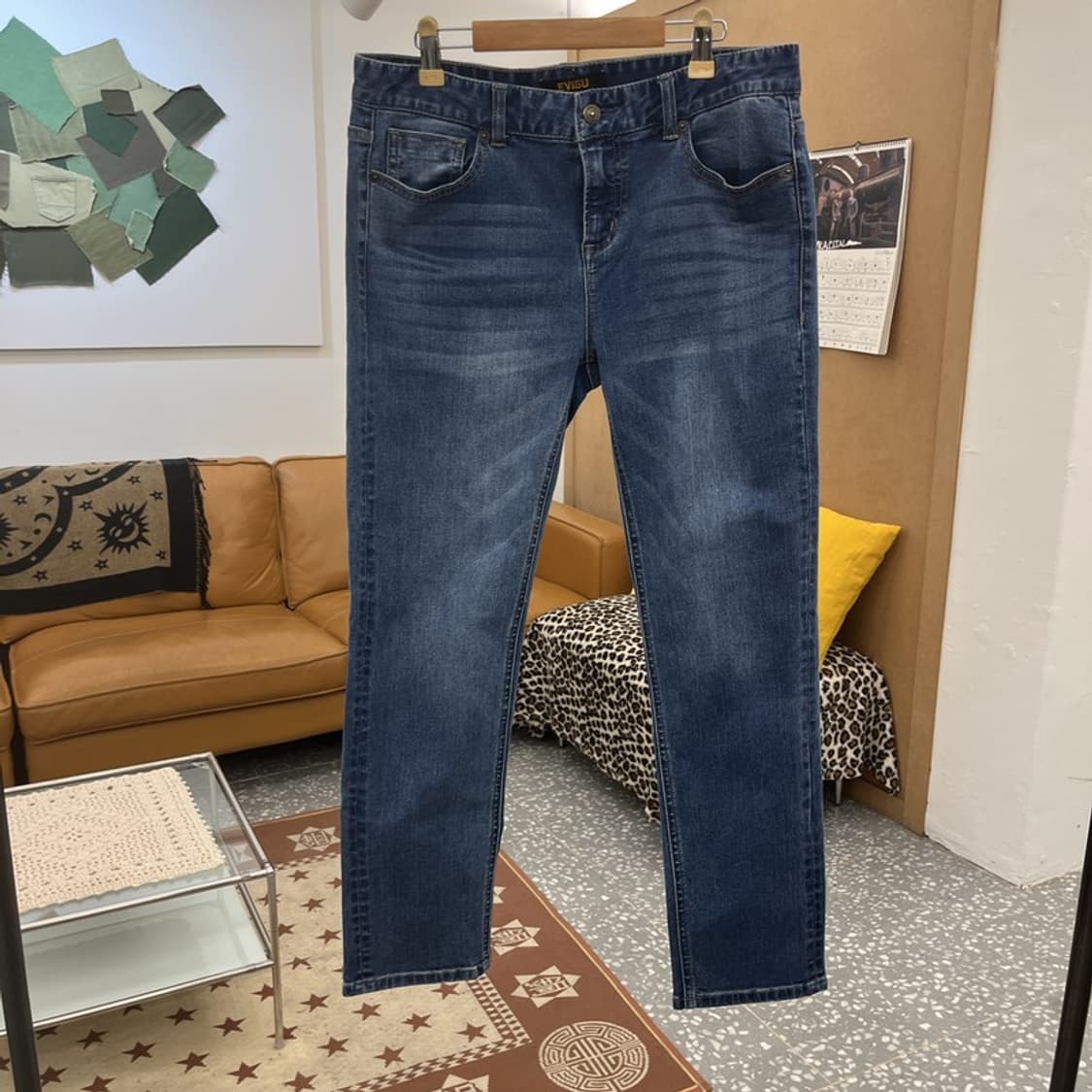 에비수 빈티지 모던 캐주얼 슬림핏 데님팬츠 32인치 C10407 상품이미지3