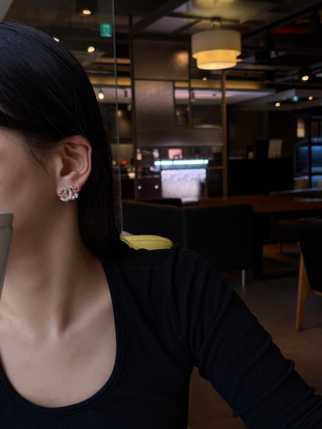 샤넬 정품 업사이클링 cc로고 진주 펄 크리스탈 귀걸이 상품이미지4