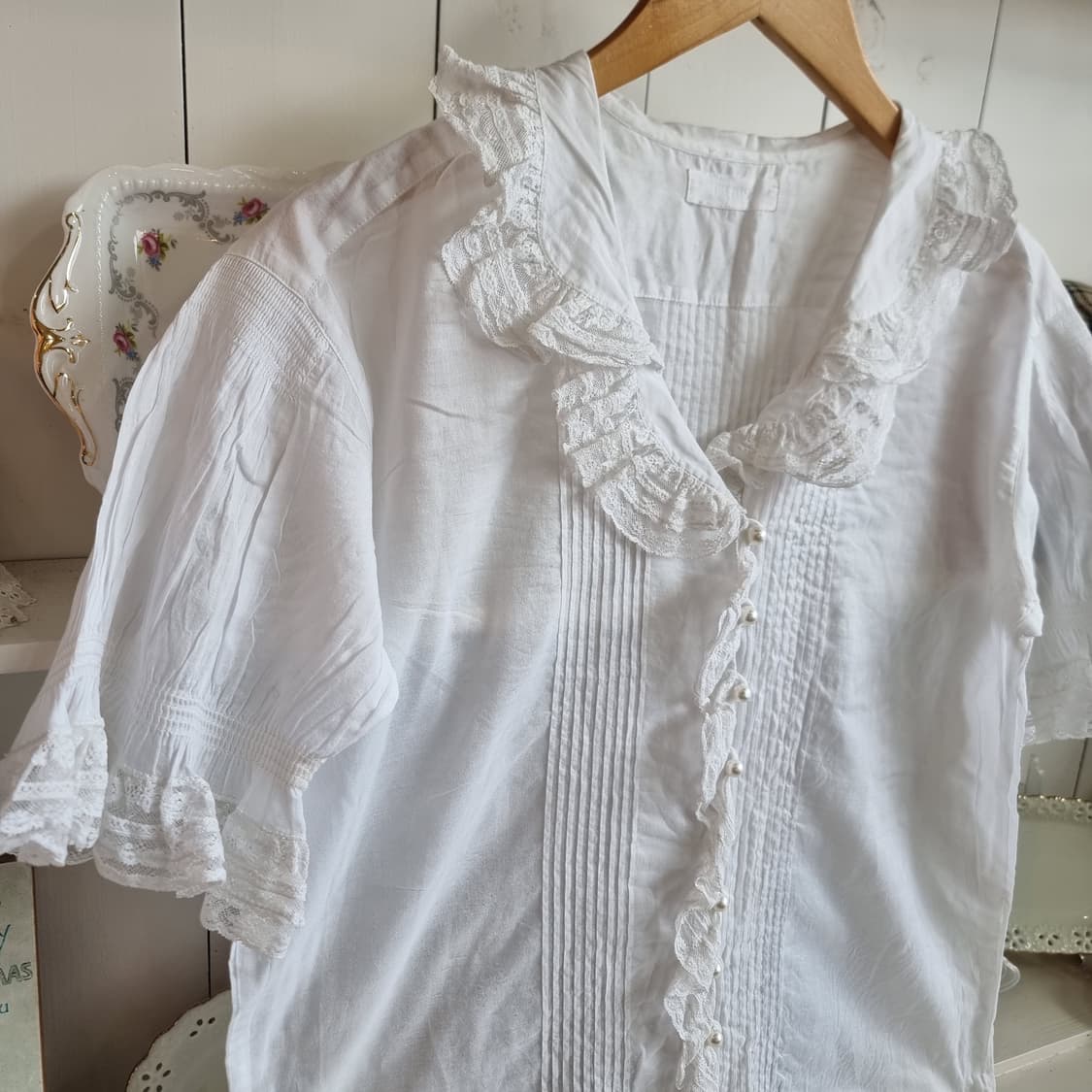 핑크하우스(PINK HOUSE) 화이트 레이스 러플 블라우스 상품이미지3