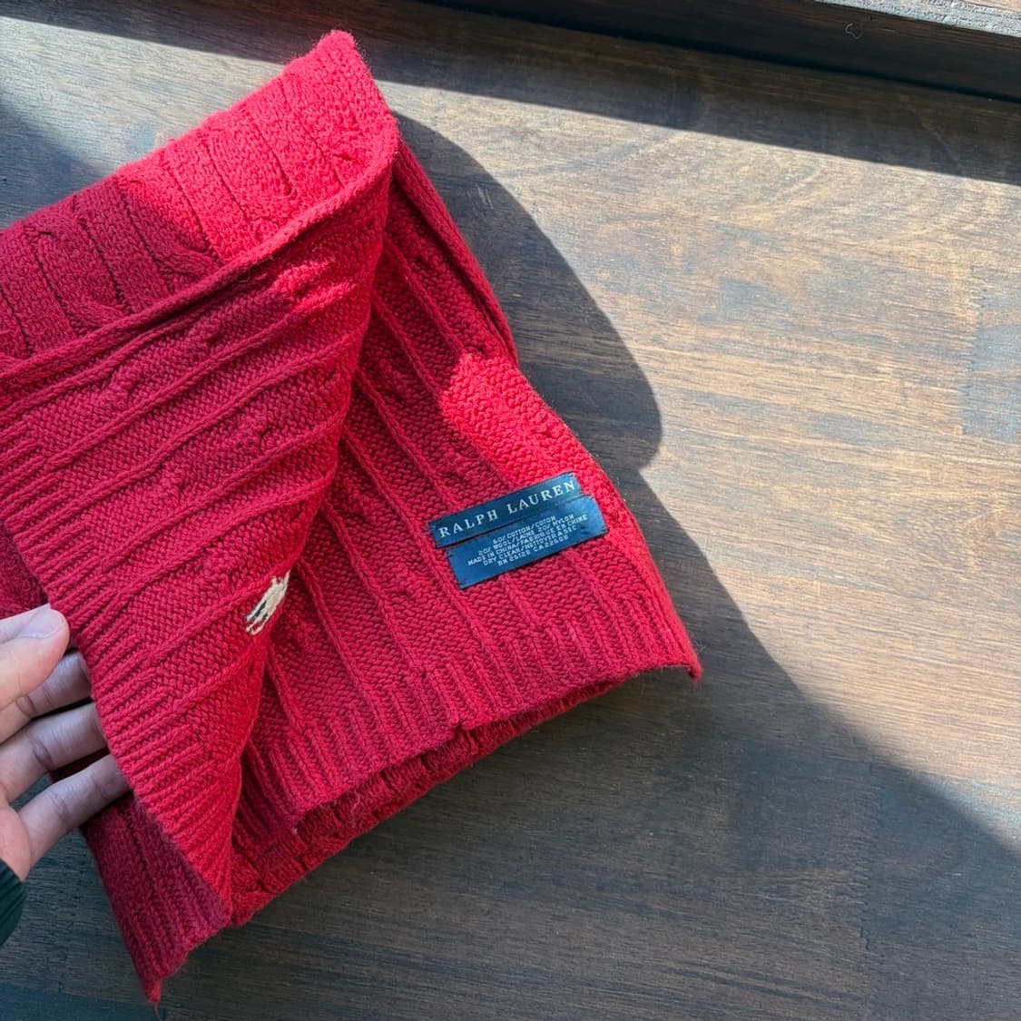 15802 - 폴로 랄프로렌 레드 케이블 머플러 (울 20%) 상품이미지2