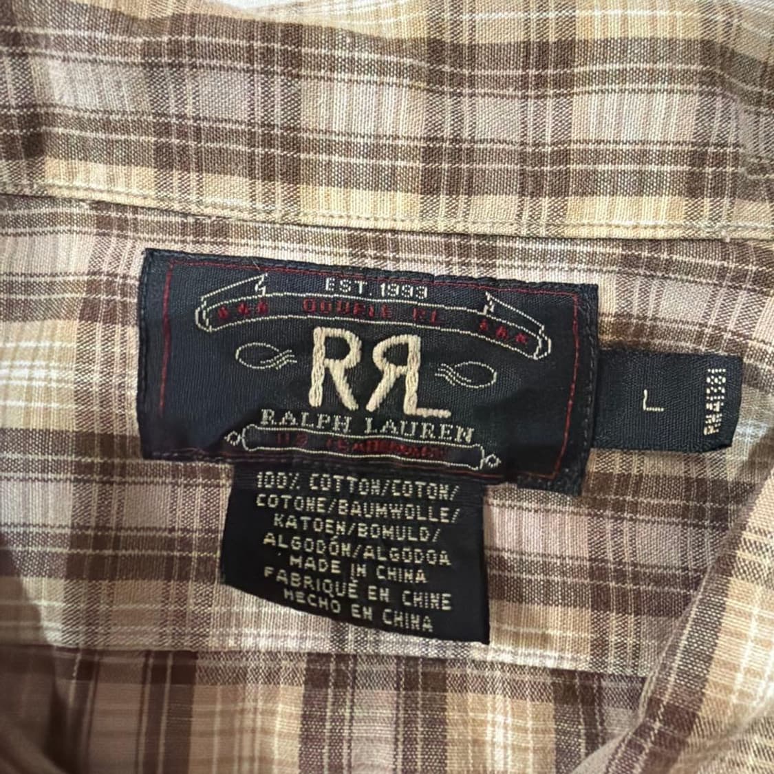 RRL 더블알엘 마드라스 체크 풀오버 반팔 셔츠 브라운 상품이미지3