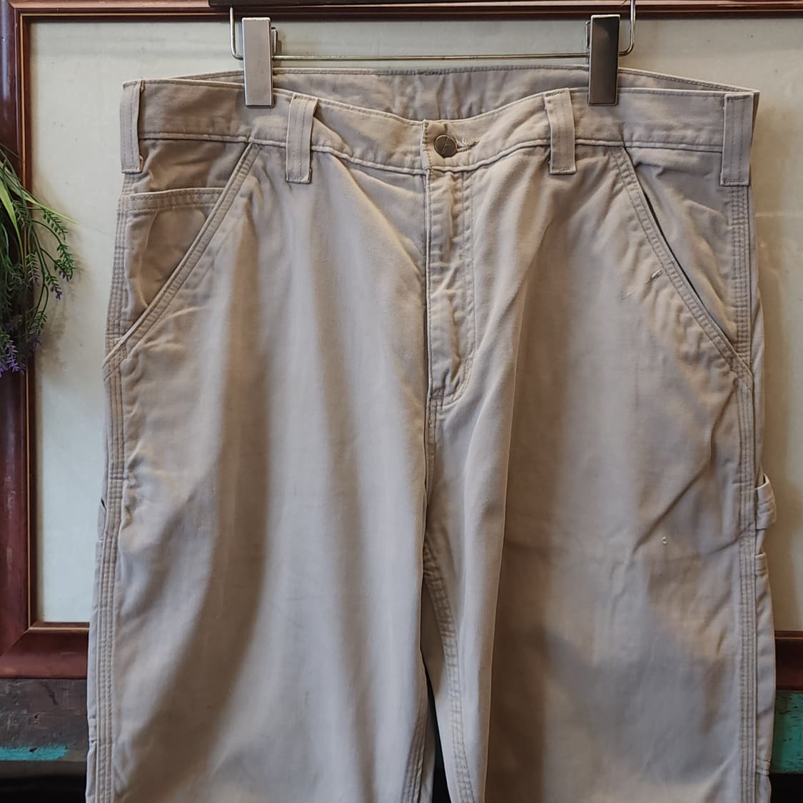 칼하트 싱글니 카펜터 워크팬츠 베이지 치노 코튼 릴렉스드 핏 36x30 상품이미지3