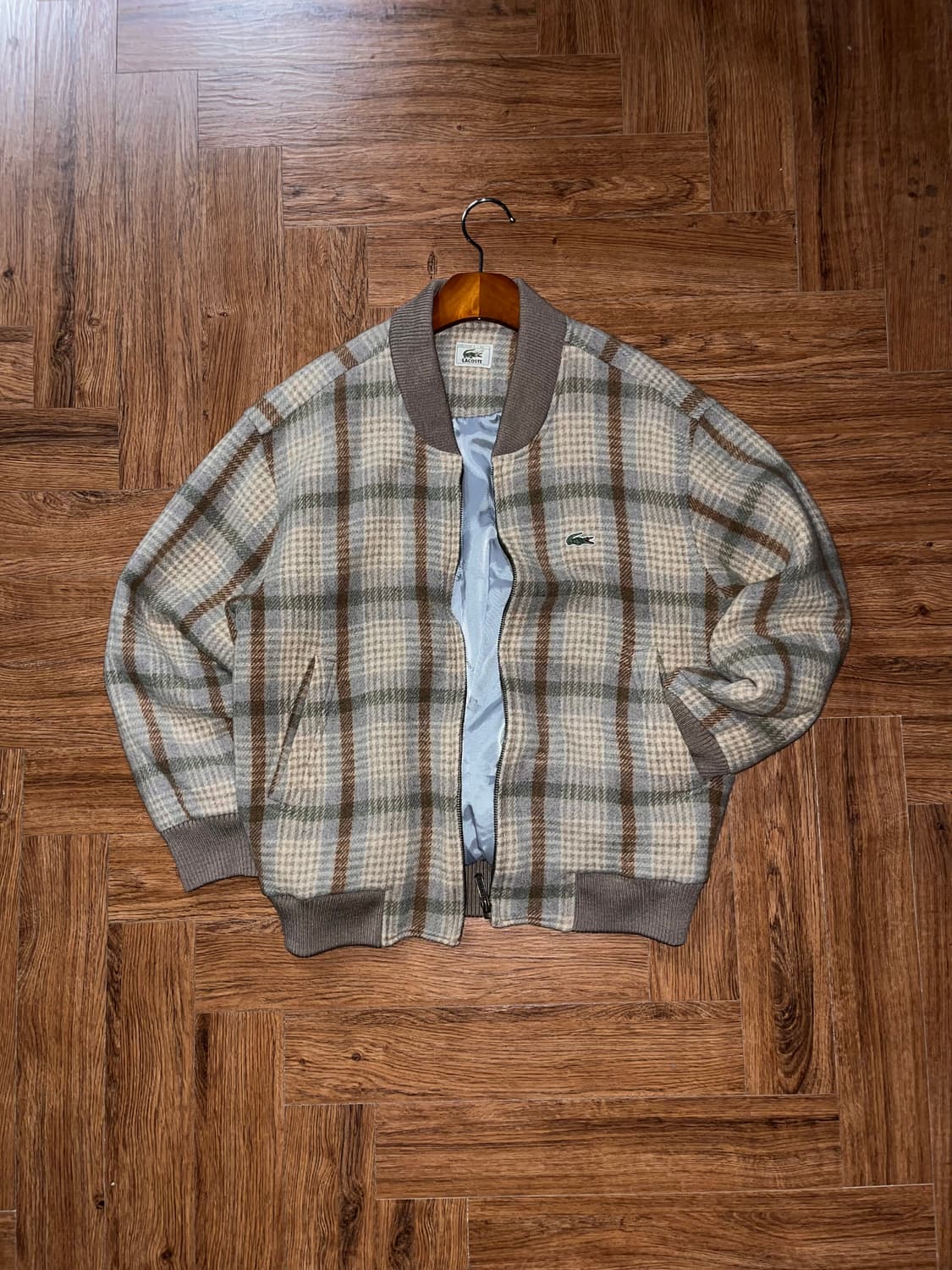 라코스테 체크 모직 블루종 상품이미지3