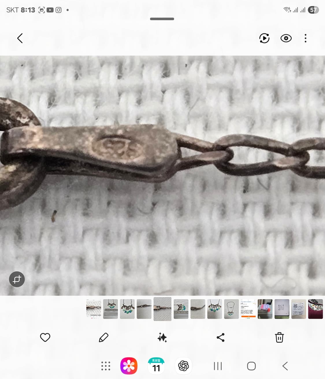 이탈리아 엔틱 실버 915 드롭 목걸이 상품이미지7