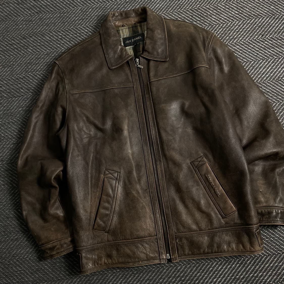Jan daniel 워시드 카우 가죽 레더 자켓y 3894 상품이미지1