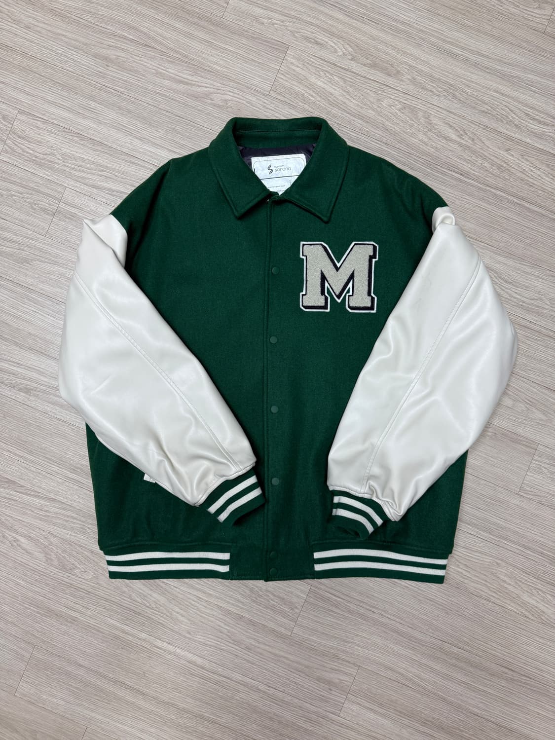 빈티지 바시티 자켓 그린 상품이미지1