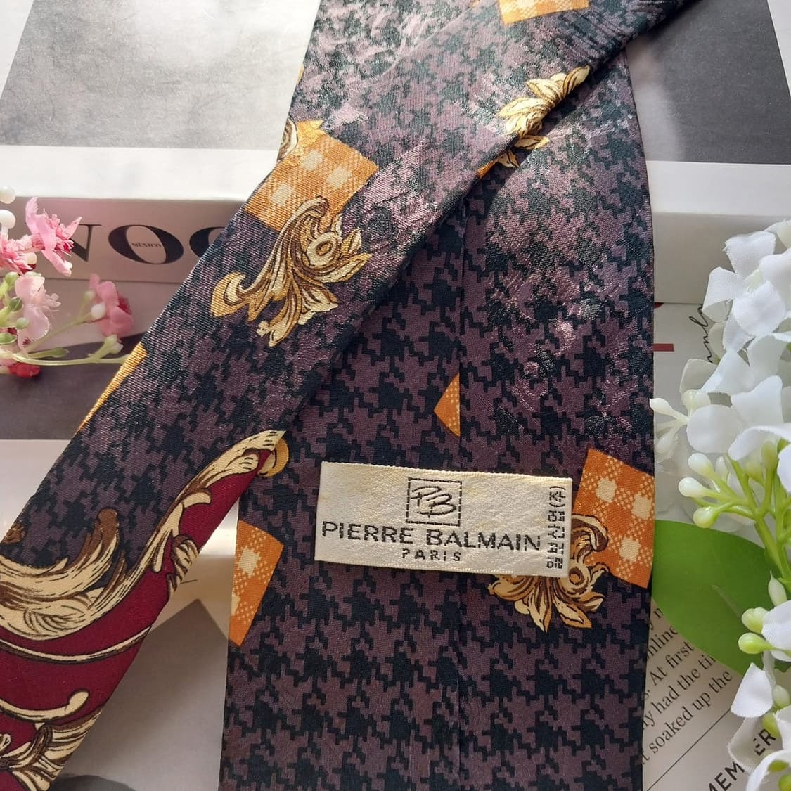 피에르 발망 실크 브라운 패턴 넥타이 9.4cm A등급 K2002
 상품이미지6