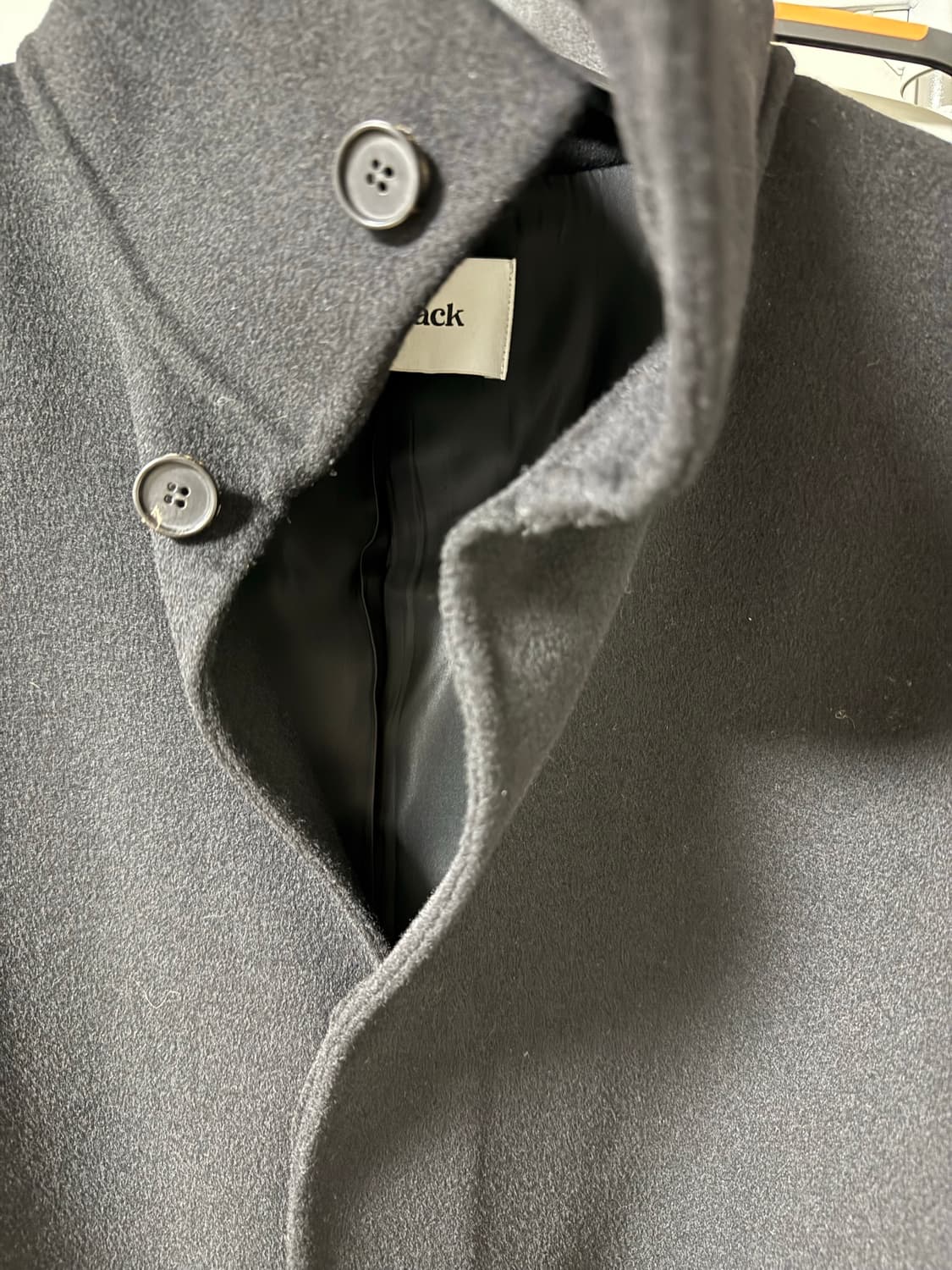 토니웩 핸드메이드 울 캐시미어 스탠드 카라 코트 블랙 상품이미지8