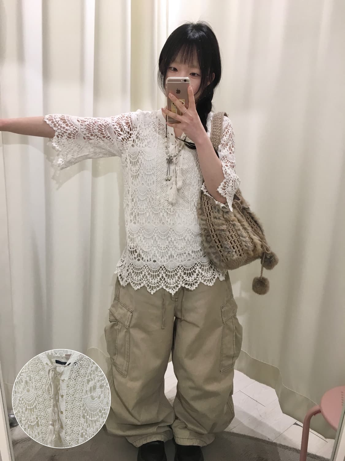 lace sleeveless + crochet top 상품이미지1