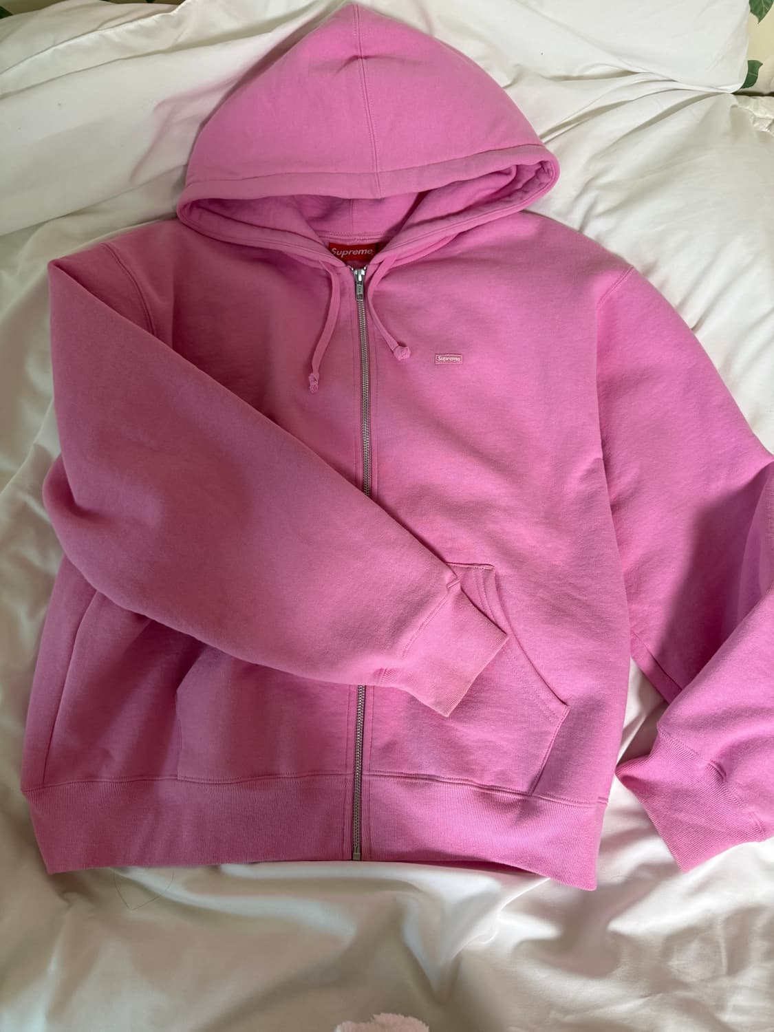 슈프림 핑크 기모 후드집업 상품이미지2