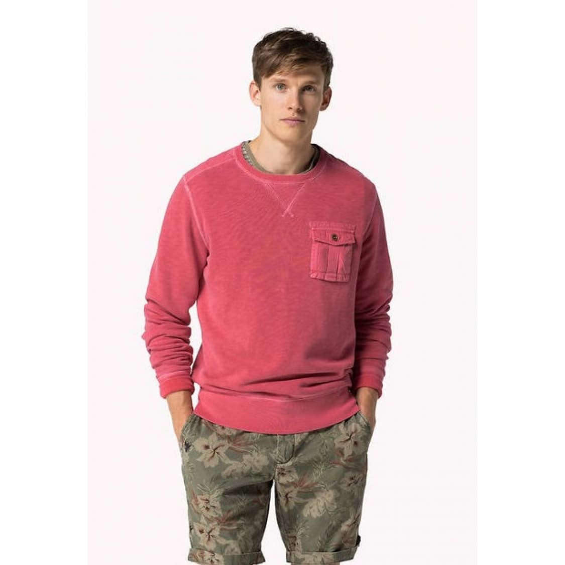 타미힐피거 가먼트 다이드 포켓 맨투맨 M-L 상품이미지1