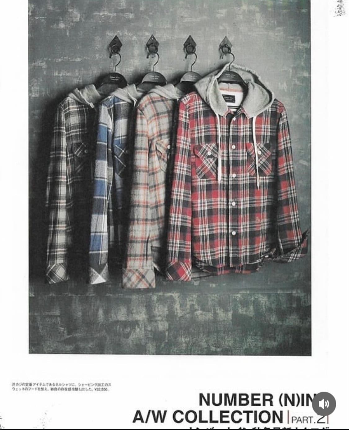 넘버나인 바이브 재팬 타탄체크 후드 셔츠 탈부착 새상품 상품이미지2