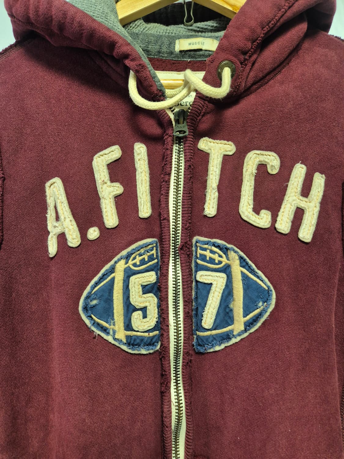 105 아베크롬비 버건디 Y2K 올드스쿨 빈티지 후드집업 XL사이즈 상품이미지2