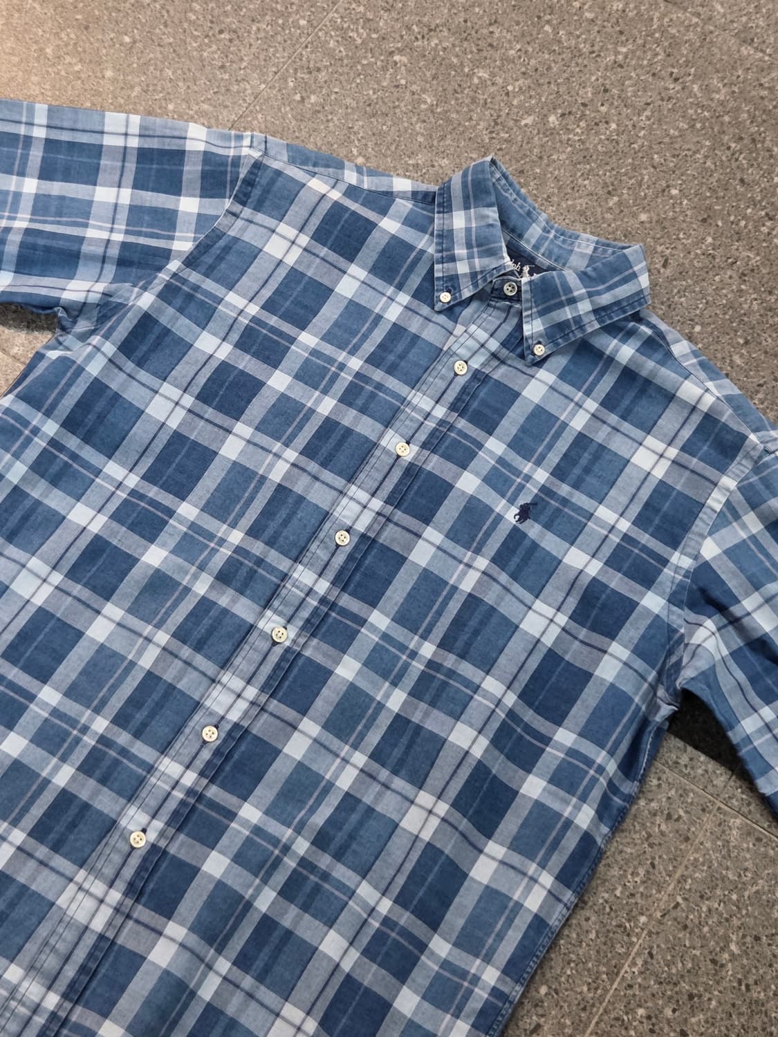 POLO 폴로 블루체크 반팔셔츠 상품이미지1