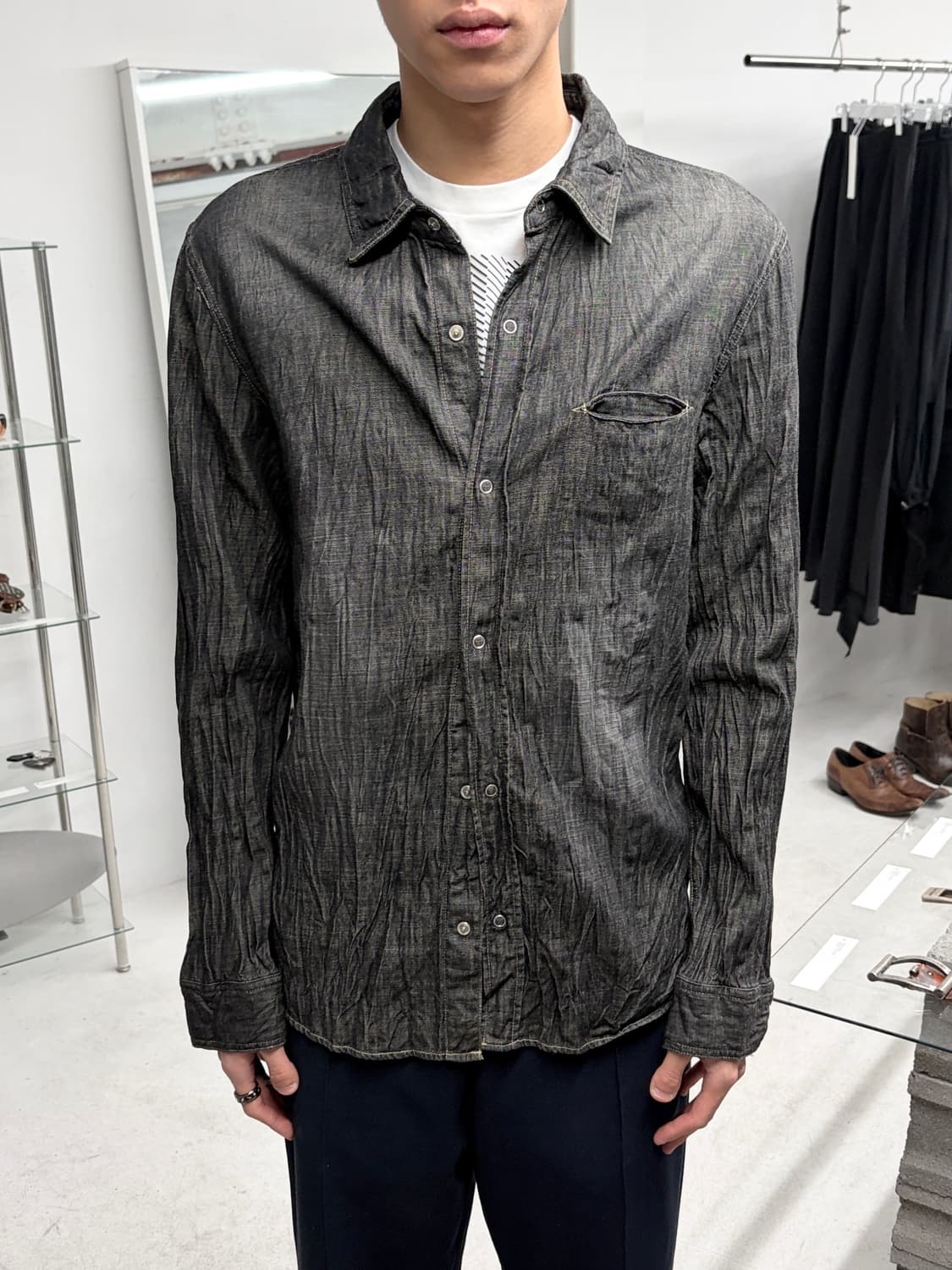 글램 링클 데님 셔츠 상품이미지2