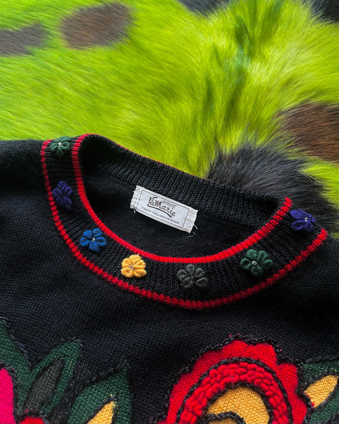 1990s Lamanie 3D Floral Trim Wool Knit 상품이미지5