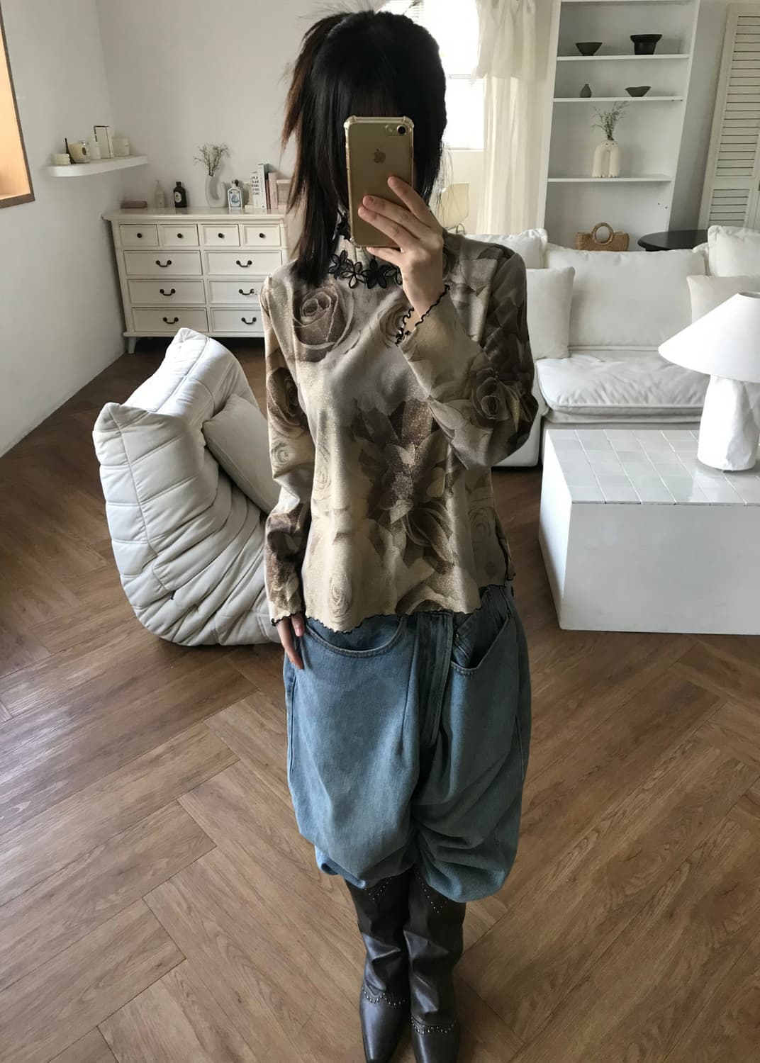 vintage pattern top 상품이미지3