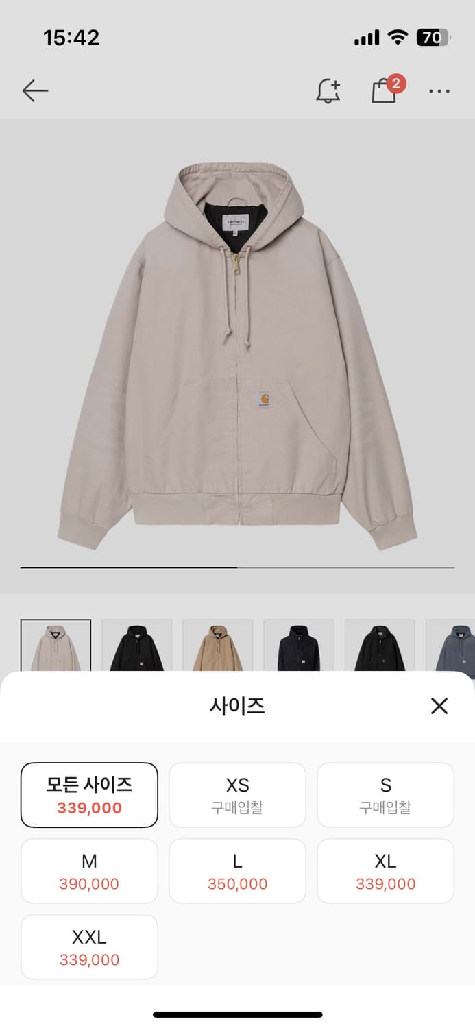 (새상품) 칼하트 WIP OG 액티브 자켓 더스티 베이지 L 상품이미지2