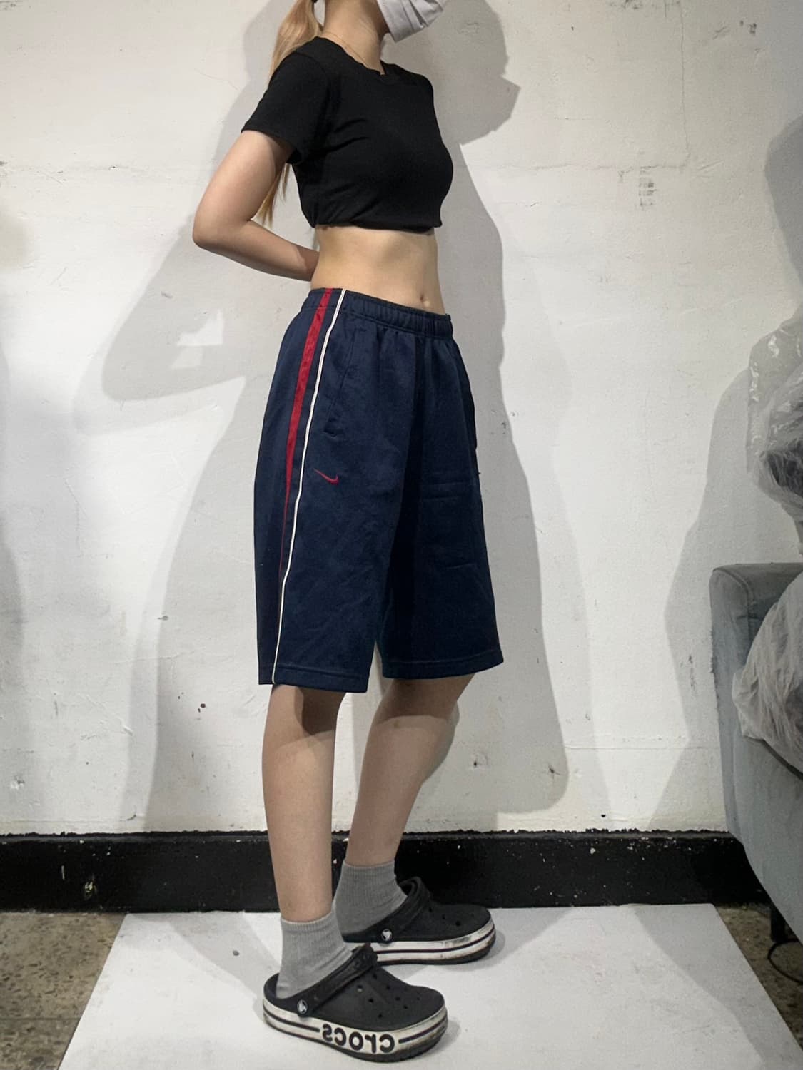 00s 나이키 네이비 레드 사이드 라인 반바지 버뮤다 팬츠 S 상품이미지1