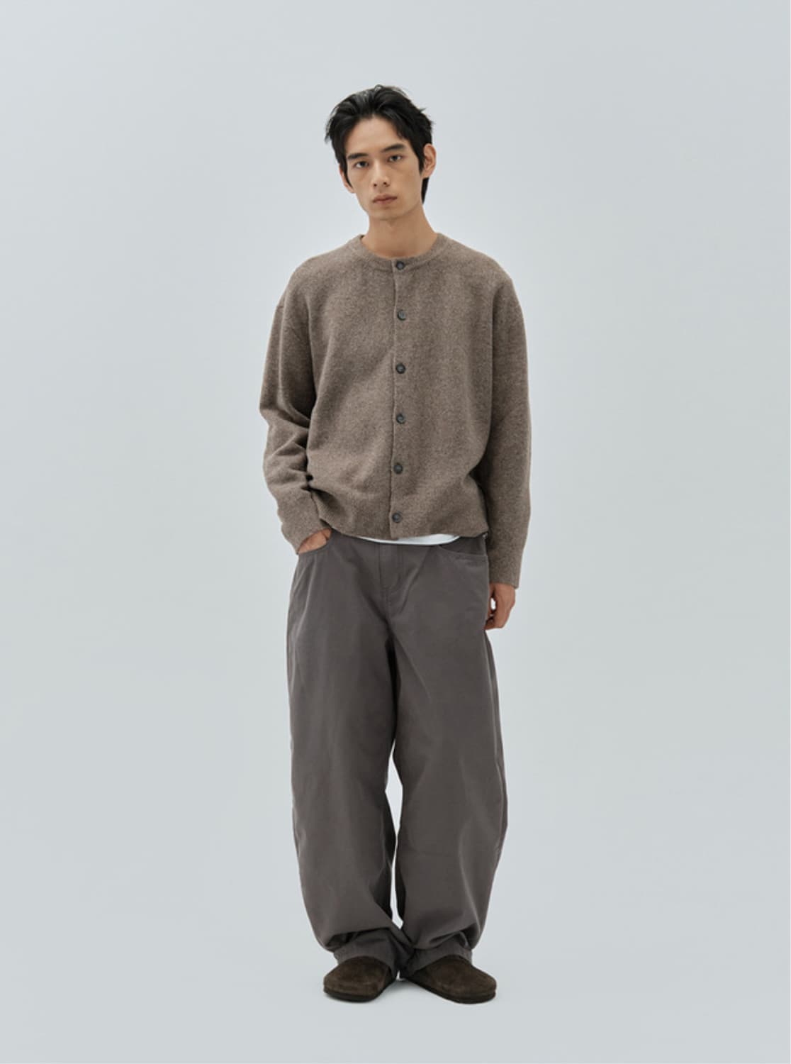 [M]밀로아카이브 크롭 가디건 멜란지브라운 상품이미지3