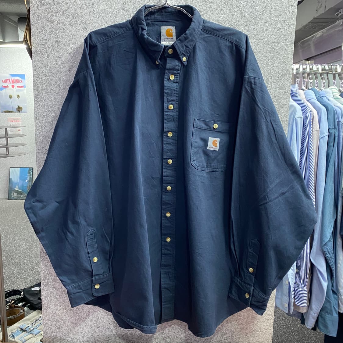 칼하트 포켓 네이비 워크 셔츠 B3624 상품이미지2