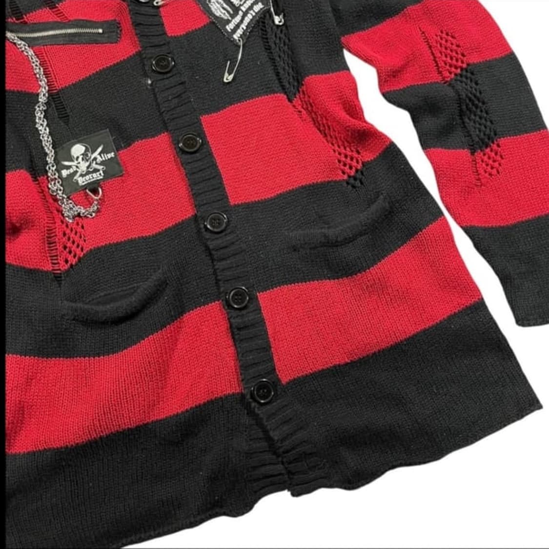 [DEORART] 디오라토 펑크 스트라이프 데미지 가디건 상품이미지4