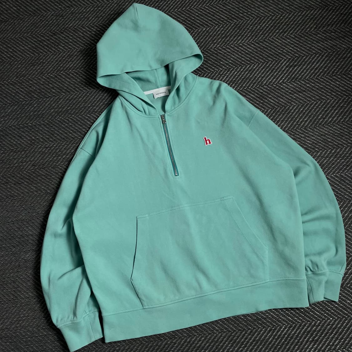 Hazzys 자수로고 아노락 후드 하프 반집업 민트 y 4882 상품이미지1