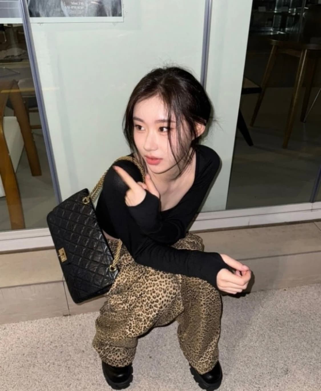 채령 공항패션 바지 / 하이 타이드 프랭키 레오파드 카고 팬츠 M 상품이미지1