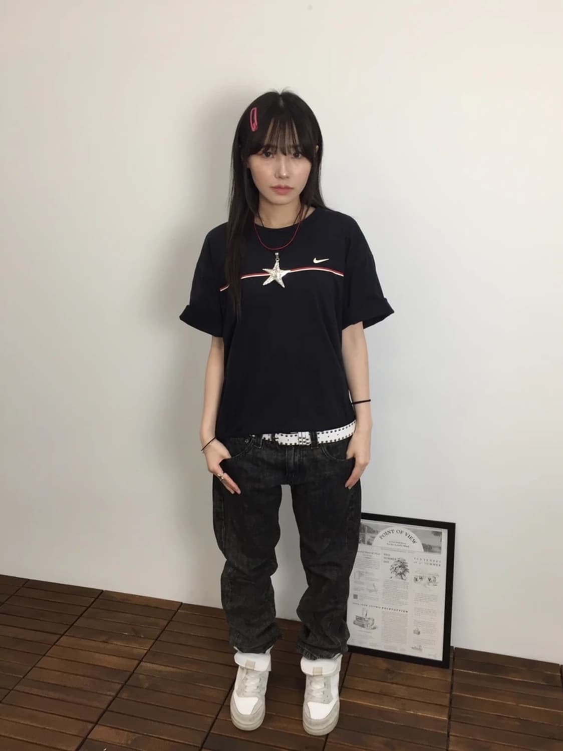 00s Nike Swoosh Line Tee Black 상품이미지1