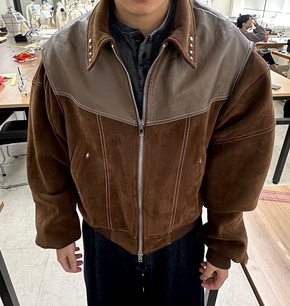 [GAKIHARA] 가키하라 브라운 레더 스웨이드 자켓 상품이미지3