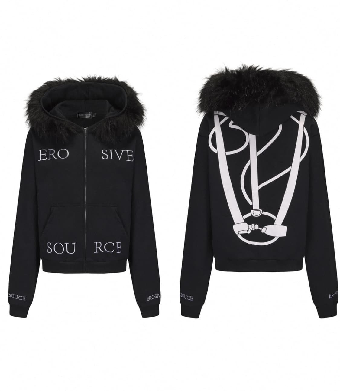 Gothic Tack Fur Zip Hoodie 상품이미지1